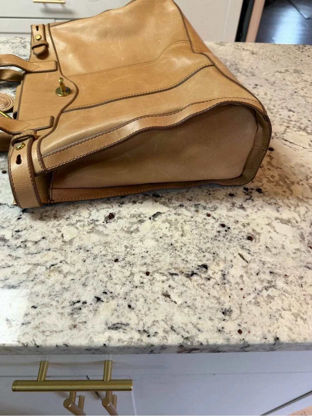 Fossil Leather Laptop Tote in Tan